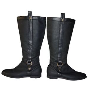 Vintage Cole Haan Liberty Air Black Leather Riding Boots Round Toe womens 10